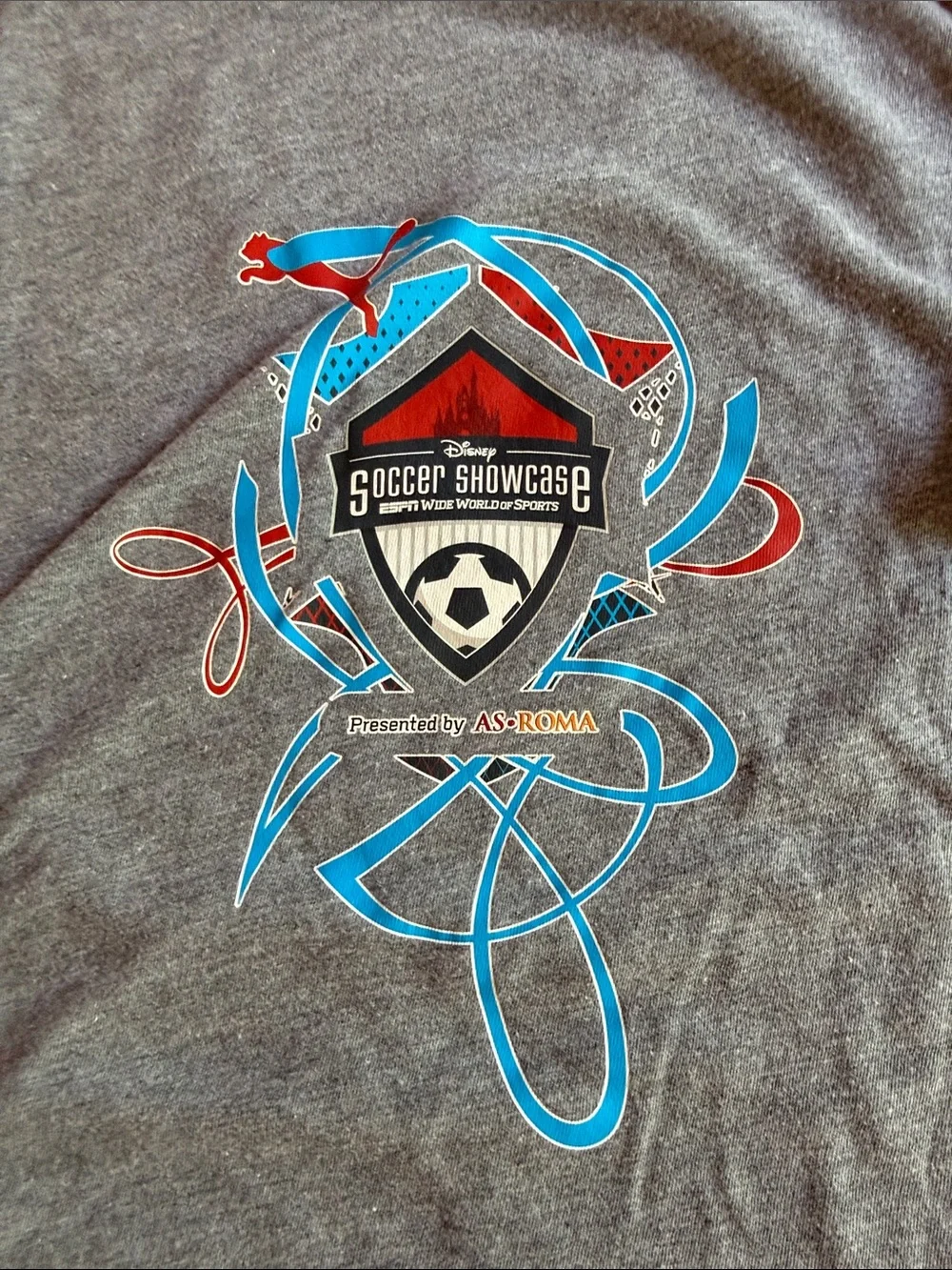 Title:Vintage Puma AS Roma Disney Soccer Showcase T-Shirt Gray Mens Medium - Picture 3 of 6